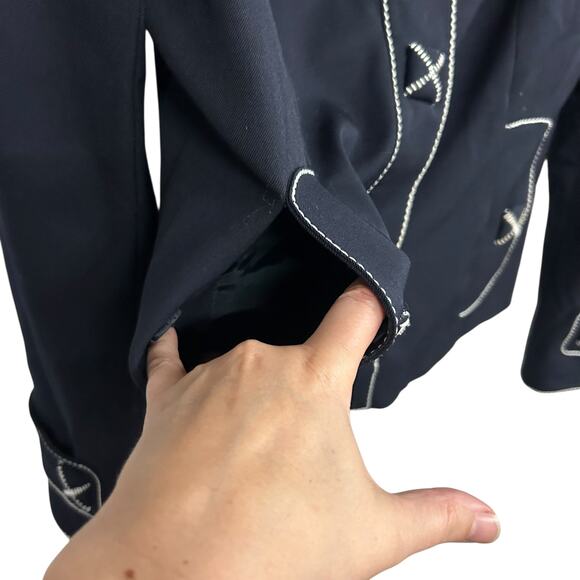 Carlisle Quiet Luxury Wool Blend Jacket Navy Contrast Stitch Size 8 - Picture 4 of 9